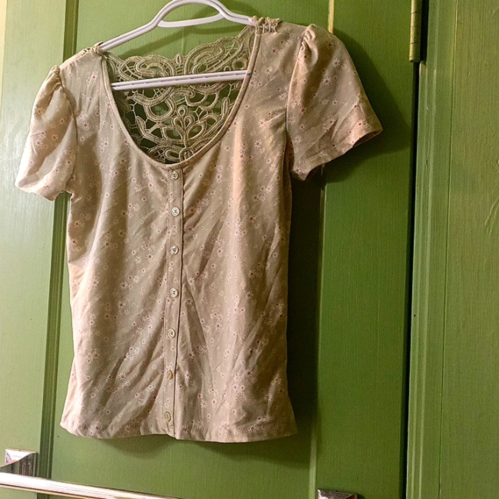 Crop top green Floral pattern